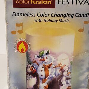 Colorfusion Festival Flameless Color Changing Candle with holiday music